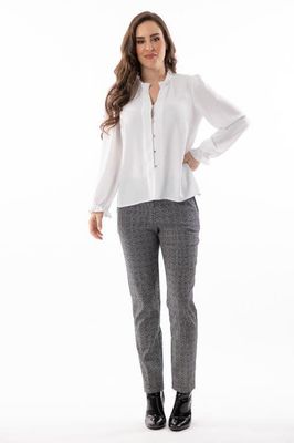 8449 L/S button blouse w/elastic wrist