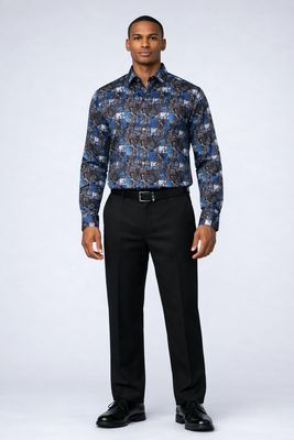 121647 Paisley print button shirt