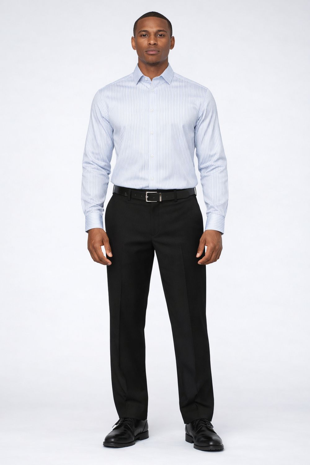 121518 Men's long sleeve strip button shirt