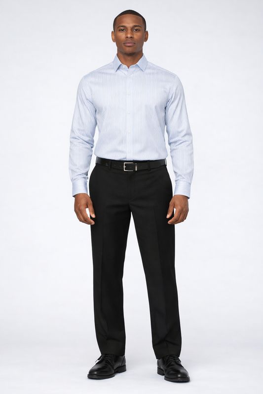 121518 Men's long sleeve strip button shirt
