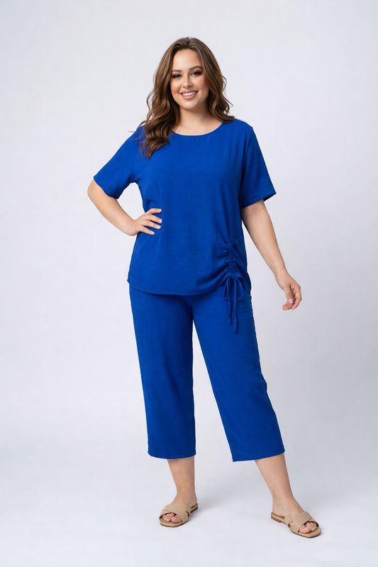 AM392 Elastic waist capri w/adjustable tie bottom and pockets