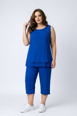 G518 Layered capri w/pockets