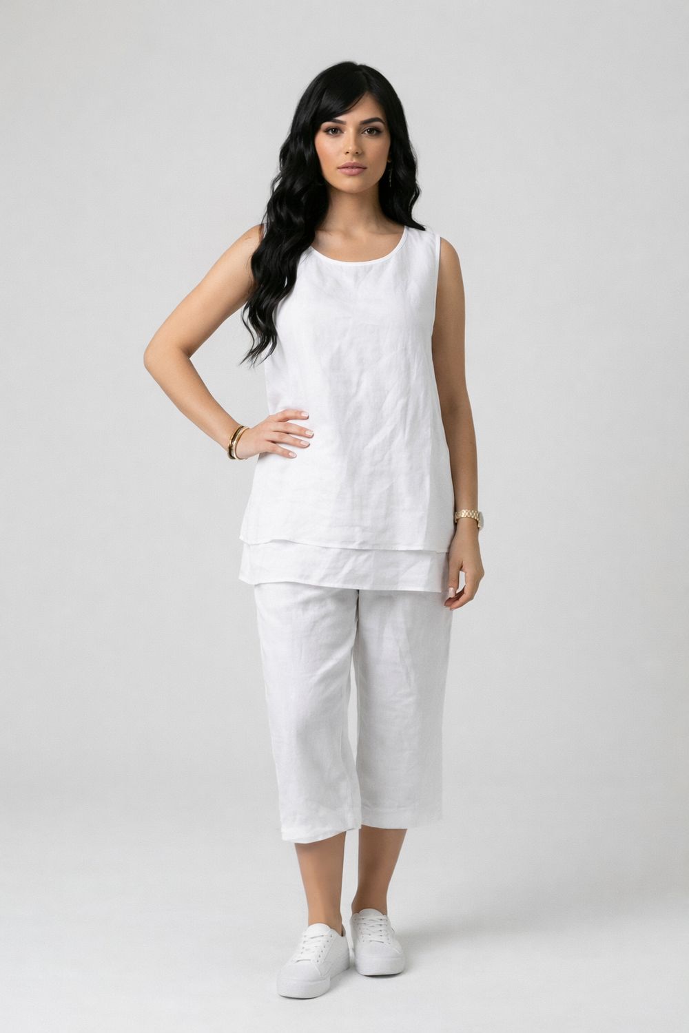 G518 Layered capri w/pockets