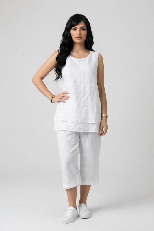 G518 Layered capri w/pockets
