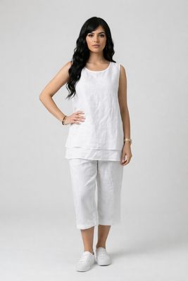 G518 Layered capri w/pockets