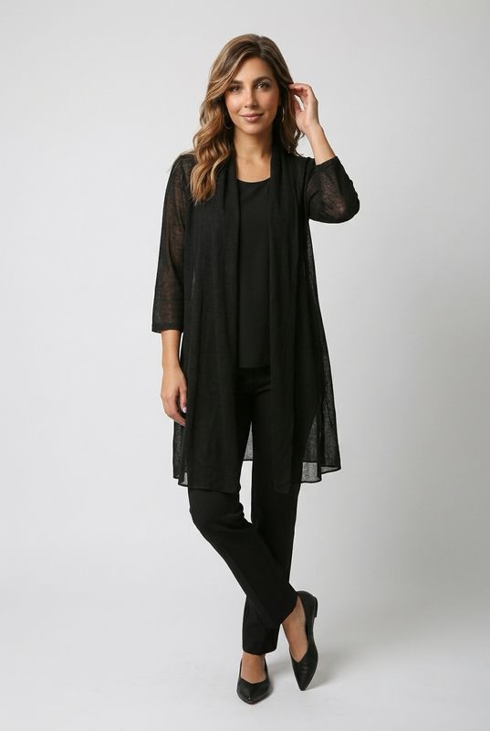 A303J long mesh 3/4 sleeve cardigan
