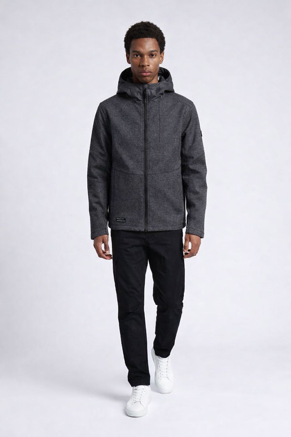 7468241 Men's hooded zip front breathable wind resistant 28 inch length