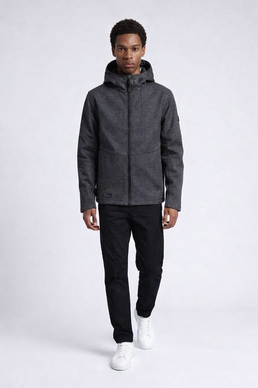 7468241 Men's hooded zip front breathable wind resistant 28 inch length