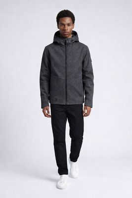 7468241 Men's hooded zip front breathable wind resistant 28 inch length