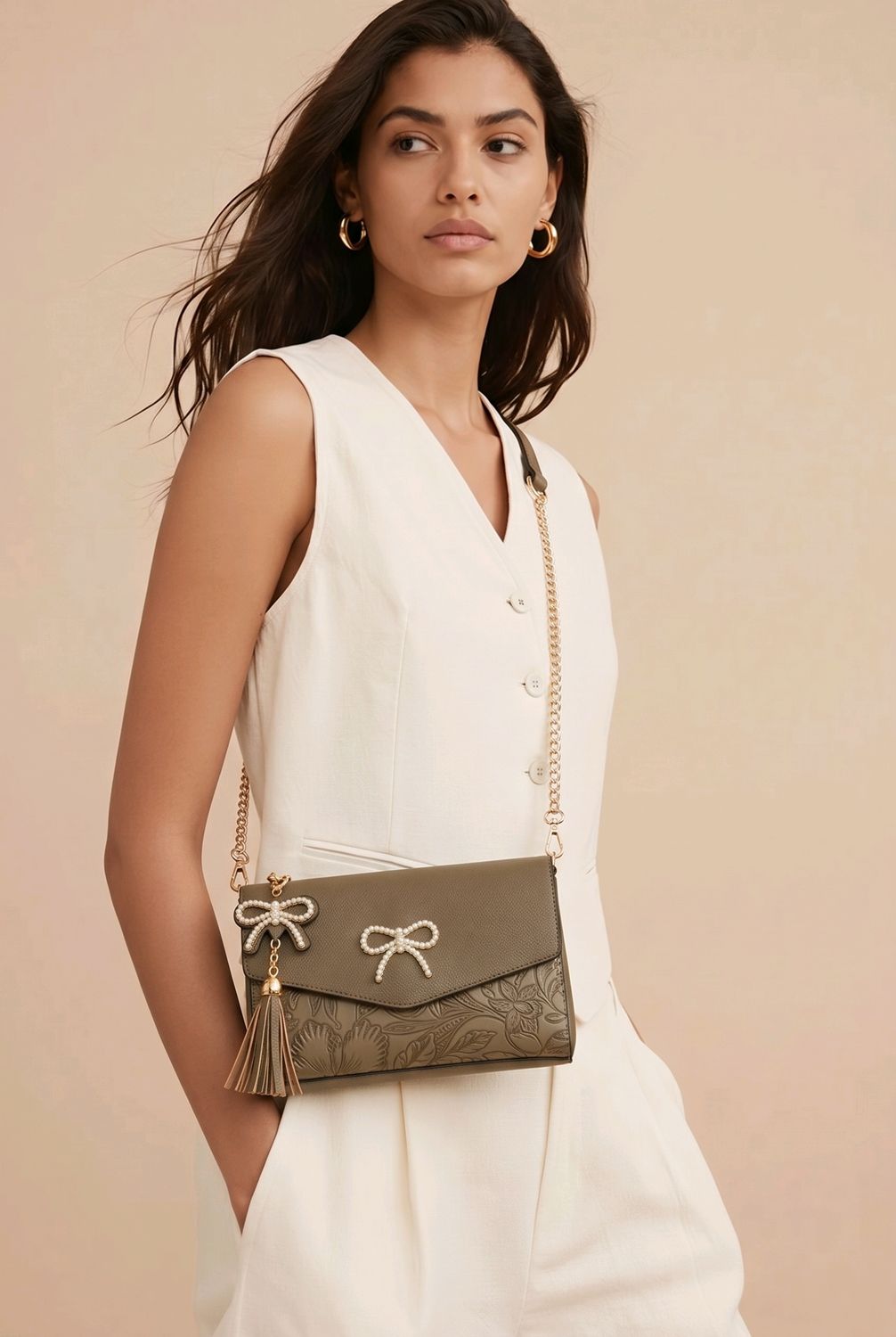 TO625 2 in 1 crossbody purse w/detachable clutch