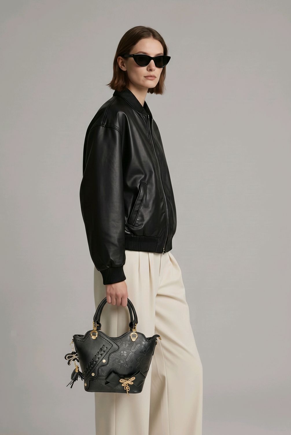 JE-6223AB Small top zip tote w/extra crossbody strap