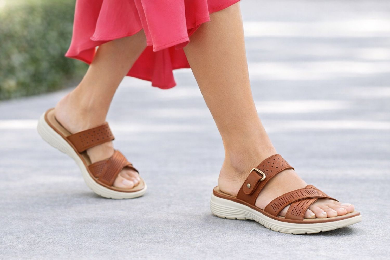 2255662 Ladies flat sandal w/adjustable velcro