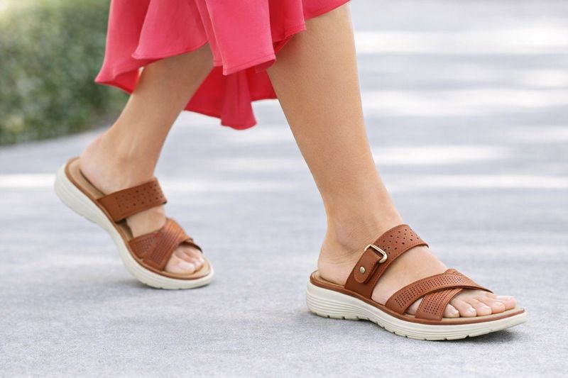 2255662 Ladies flat sandal w/adjustable velcro