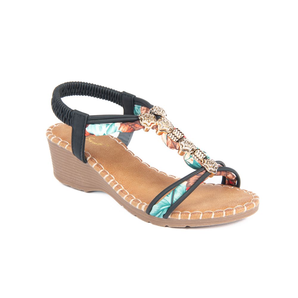 LYDIA-4 Wedge sandal w/back strap