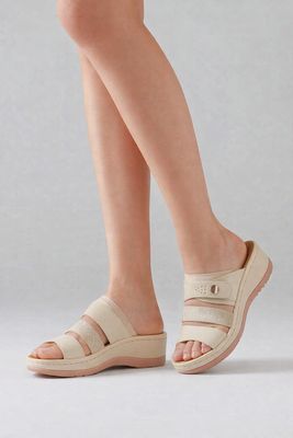 BRIA-3 ladies wedge open toe sandal w/velcro adjustment
