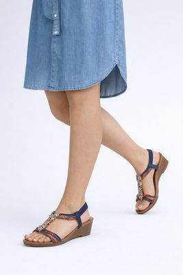 LYDIA-4 Wedge sandal w/back strap