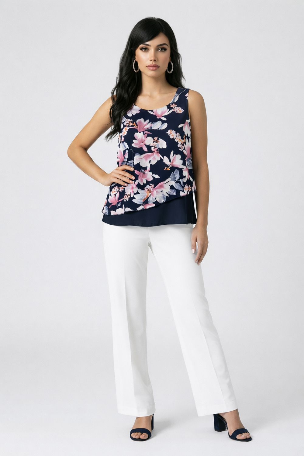 1025 Layered floral print tank top