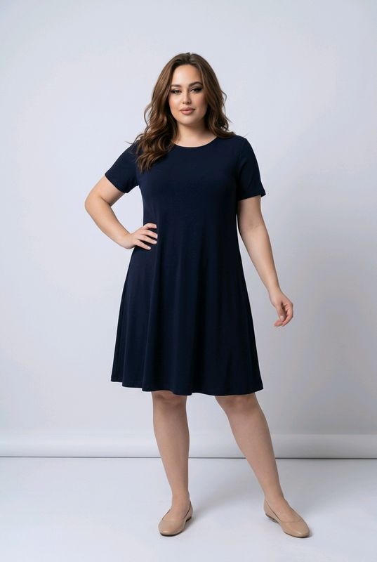 1299P Short sleeve solid dress w/pockets