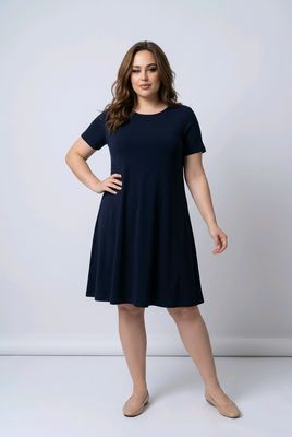 1299P Short sleeve solid dress w/pockets