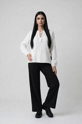 56W029 Milanapuff long sleevev neck top