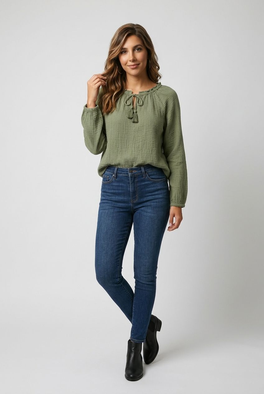 56W029 Milanapuff long sleevev neck top