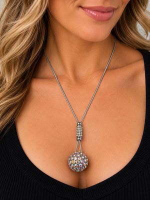NL050-A9828S Disco ball like pendant necklace