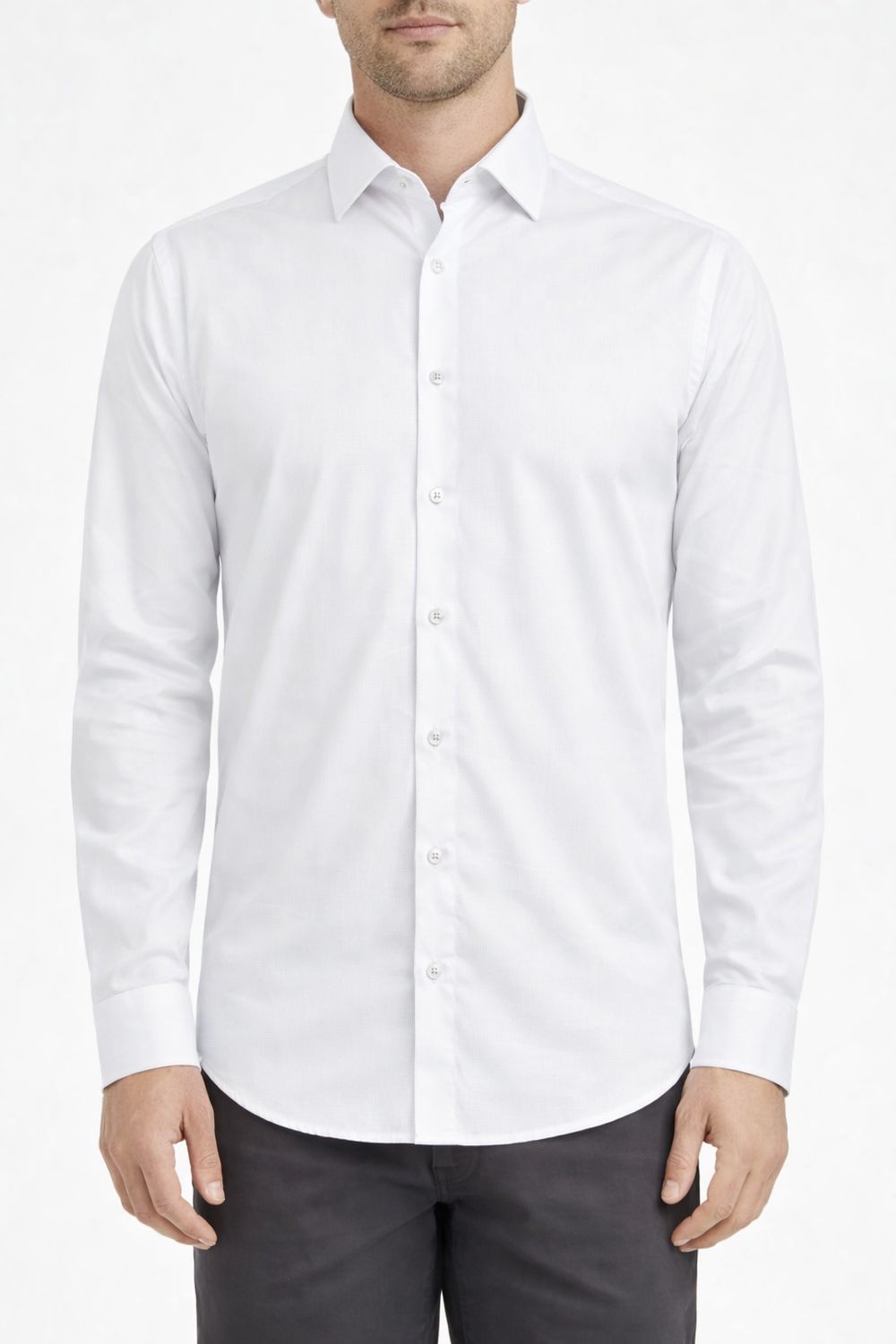 7564197 Men's long sleeve solid button 4 way stretch shirt