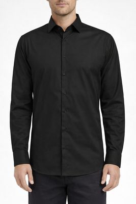 7564197 Men's long sleeve solid button 4 way stretch shirt