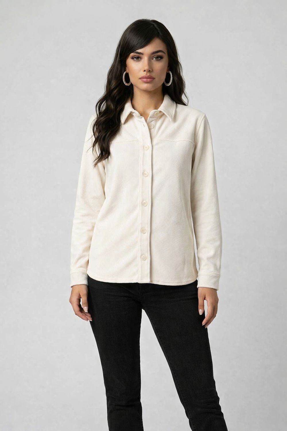 2259 Ladies long sleeve button corduroy jacket