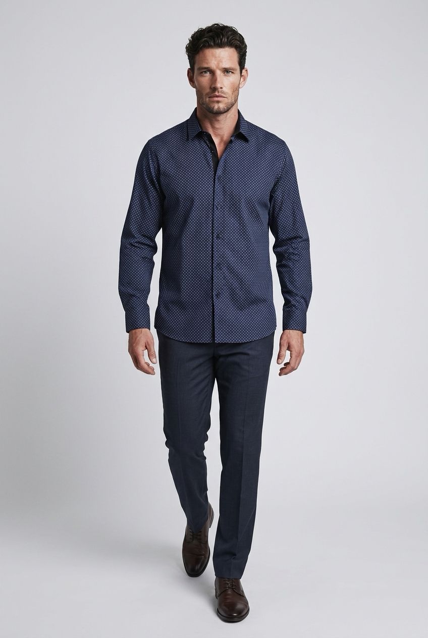 121668 Men's long sleeve print button shirt