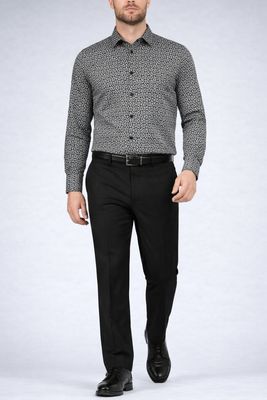 121661 Men's long sleeve soft stretch print button shirt
