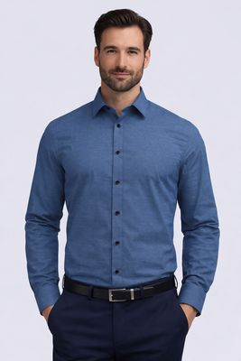 7564195 Men's easy care long sleeve poly/cotton solid button shirt