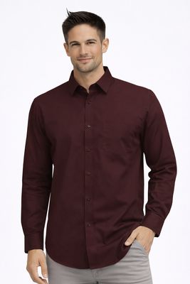 7564195 Men's easy care long sleeve poly/cotton solid button shirt