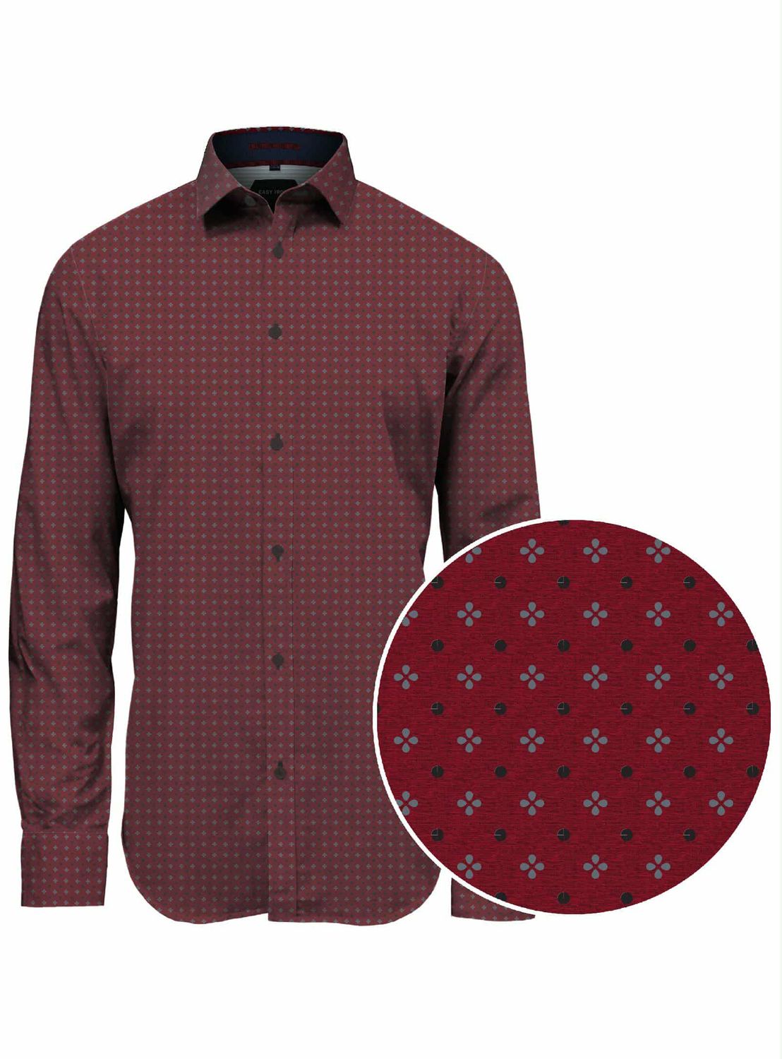 7564150 Men's long sleeve easy care printed button shirt