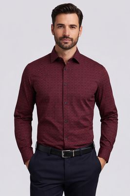 7564150 Men's long sleeve easy care printed button shirt