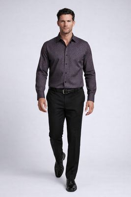 121670 Men's long sleeve stretch printed button shirt