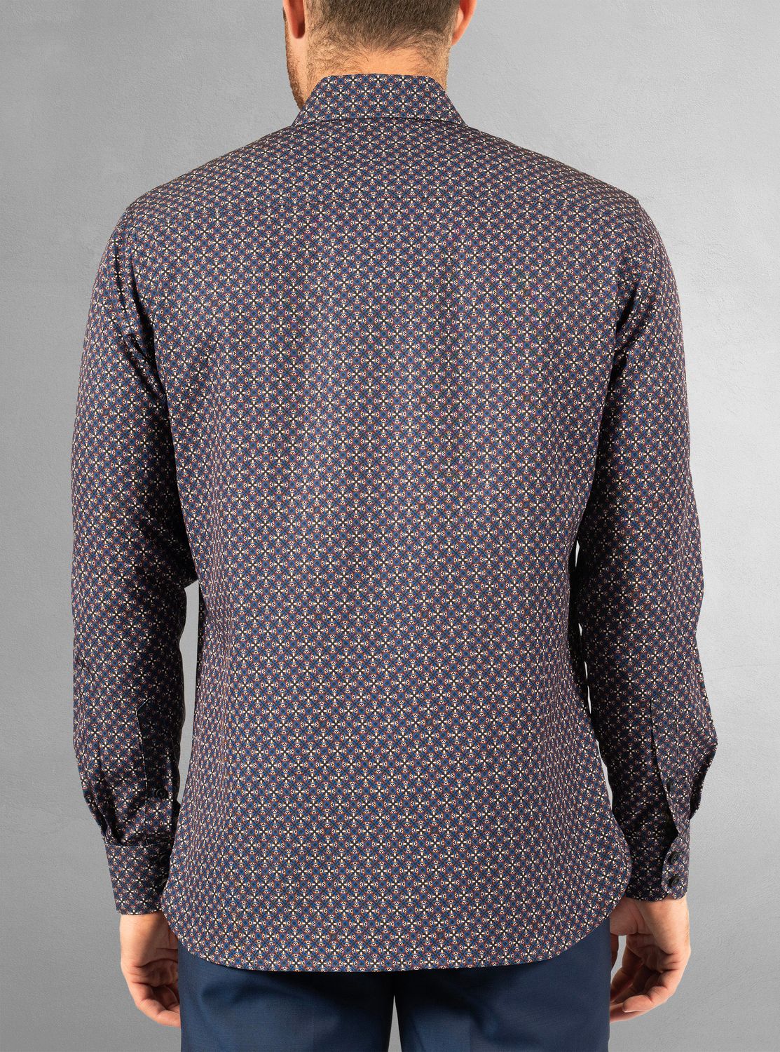 121678 Men's print stretch button shirt