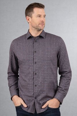 121678 Men's print stretch button shirt
