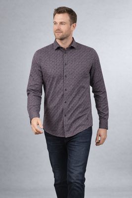 121678 Men's print stretch button shirt
