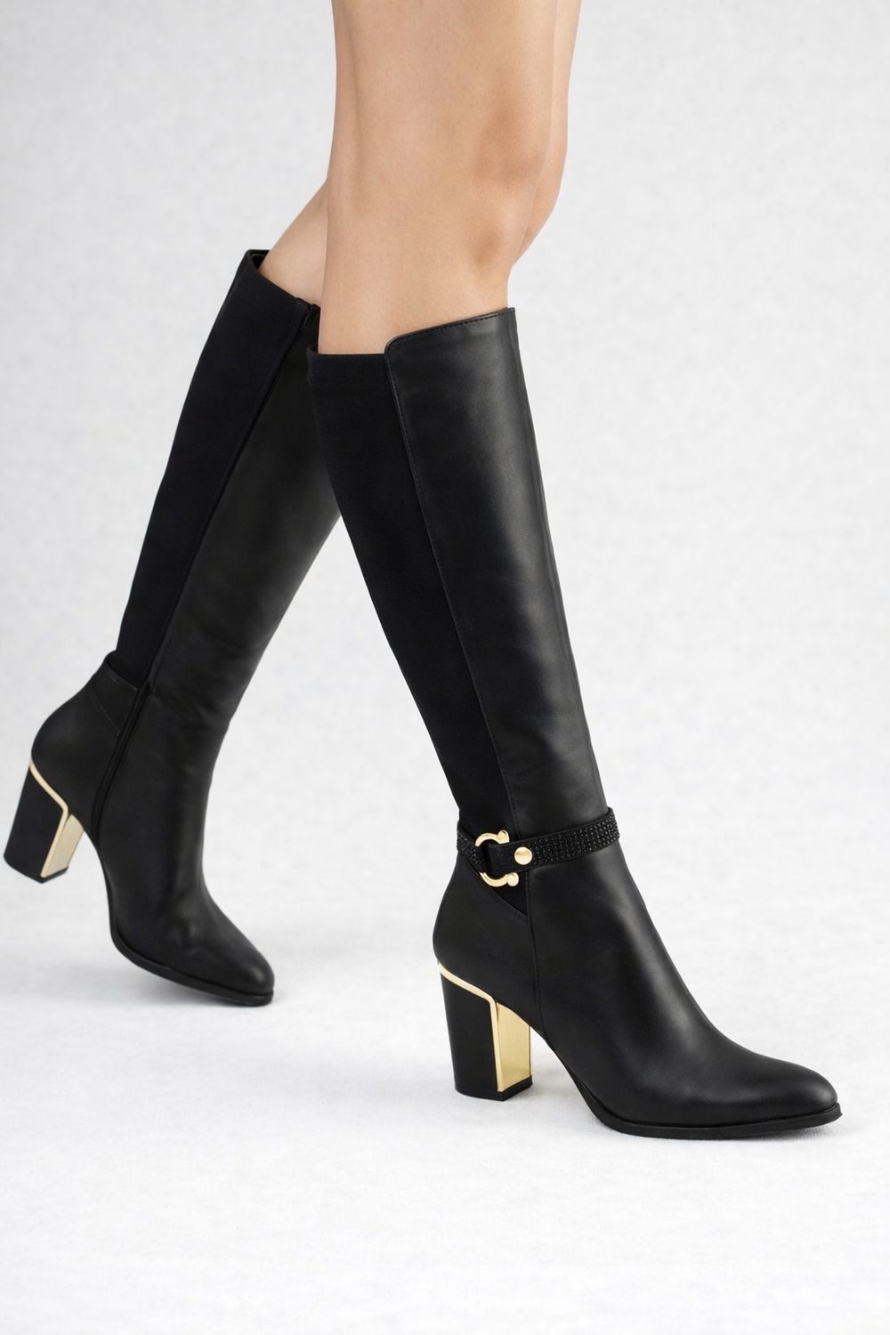 2157103 Ladies tall boot with 3 inch heel and stretch gore back, inside zip 