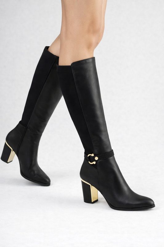 2157103 Ladies tall boot with 3 inch heel and stretch gore back, inside zip