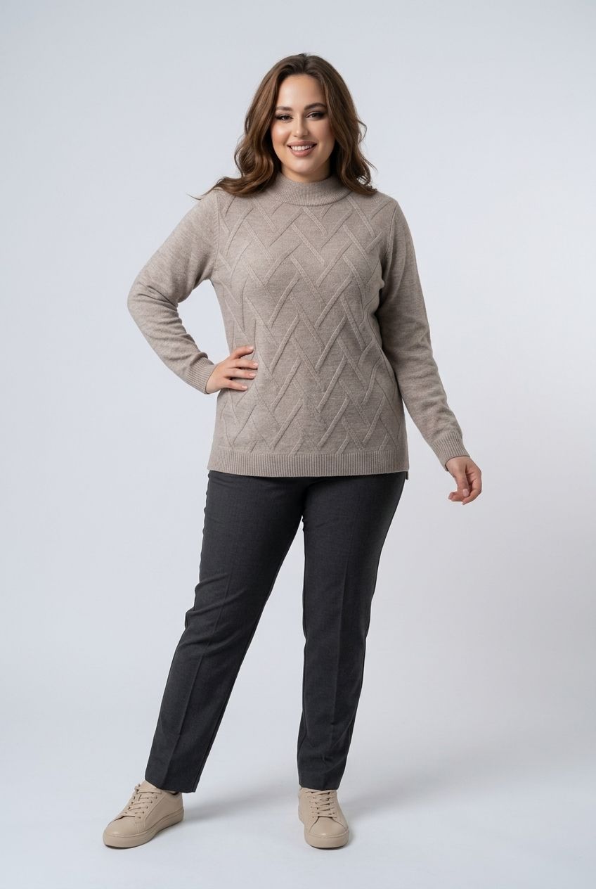 16801 Ladies long sleeve mock neck light sweater