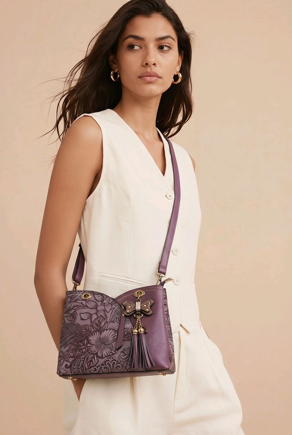 JE0885B Top zip purse w/2 compartments and extra crossbody strap
