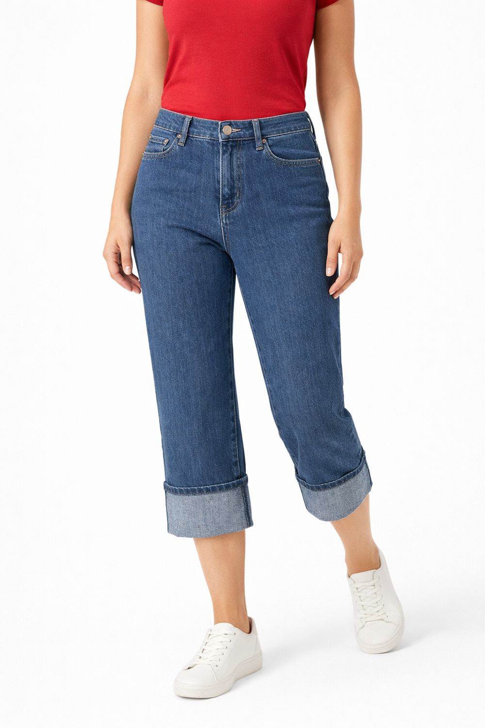 2161-7017-95 Regular waist wide leg jean w/front panel to smooth stomach