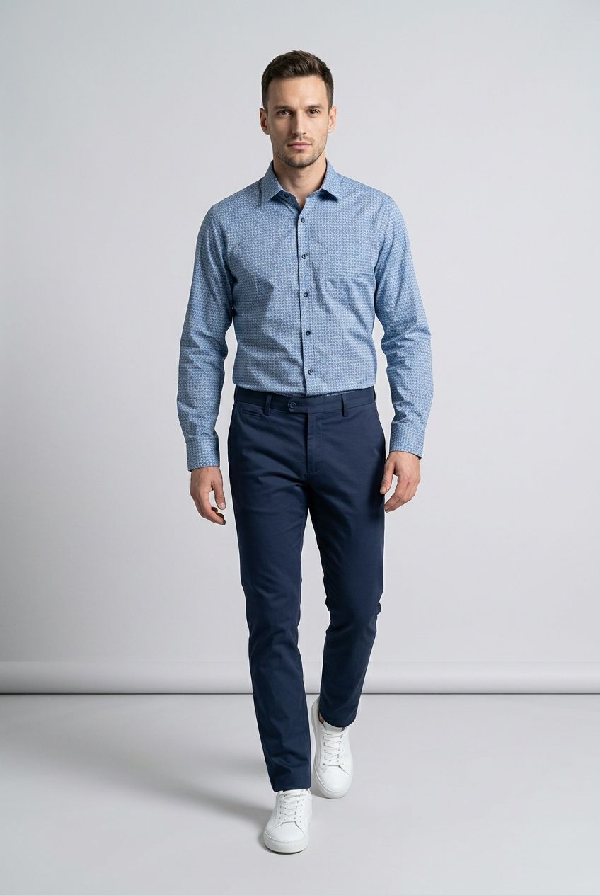 1275 Long sleeve button print shirt