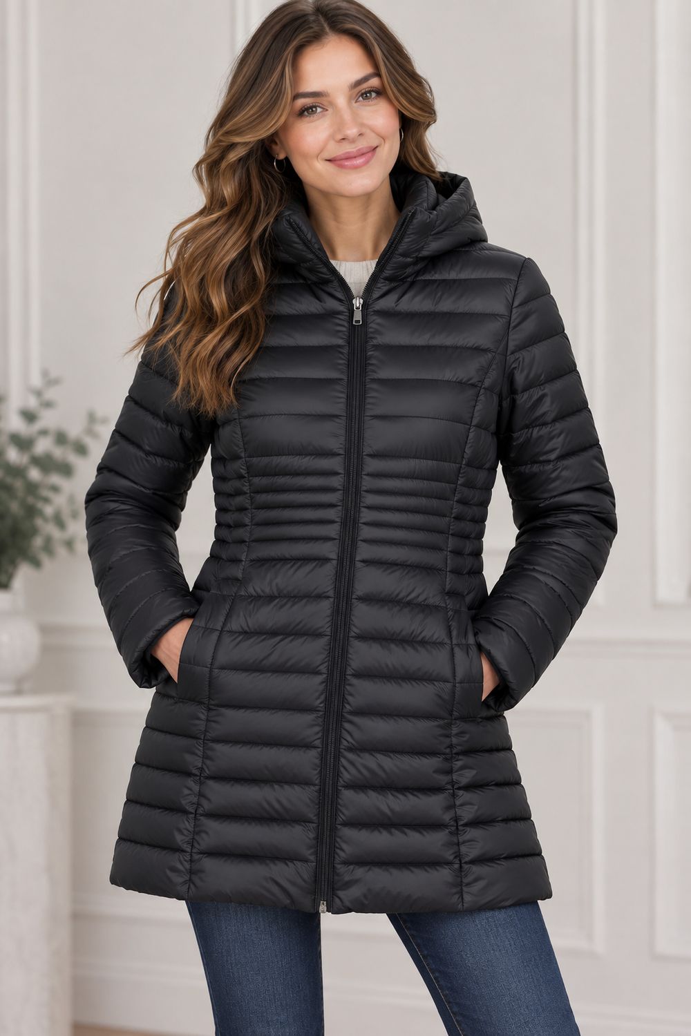 8568311 Ladies long ultralight puff jacket