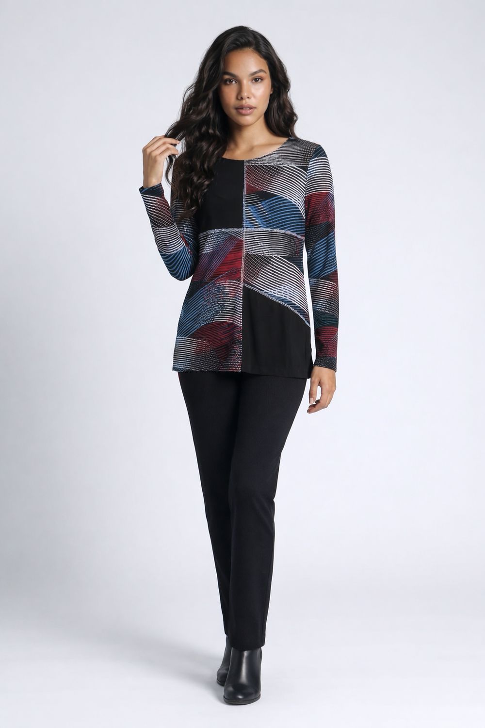 NL-83556 Printed long sleeve blouse