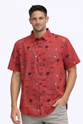 7664403 Poly/cotton S/S button pal tree print shirt