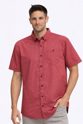 7664005 Poly/cotton S/S collar solid button shirt