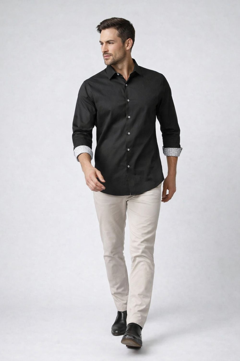 7664195 Men's easy care long sleeve poly/cotton solid button shirt